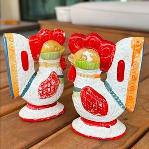 Vintage 70’s LEGO Rooster Salt and Pepper Shakers / Multicolor Japan